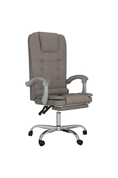 vidaxl Fotoliu de birou rabatabil cu masaj, gri taupe, textil