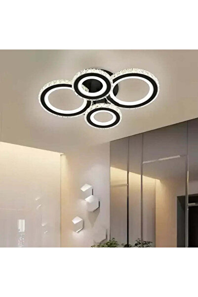 La Cucu Lustra LED cu telecomanda si cristal NOVA ROTONDA RGB 68W, 4 Cercuri,...