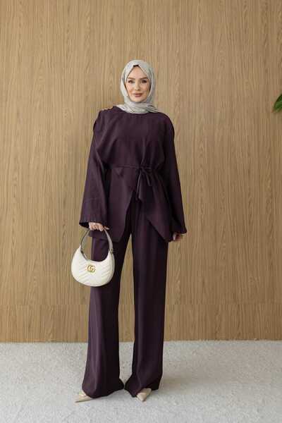 MYGİYİMİSTANBUL Premium Quality Tencel Fabric Suit with Flower Brooch Detail ...