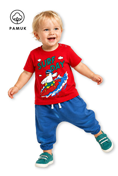 difa kids تي شيرت صيفي للأولاد الصغار بأكمام قصيرة وطبعة سيرف