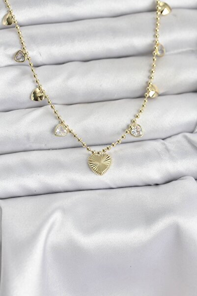 OGHAMAY Brass Gold Color Heart Model Women's Necklace