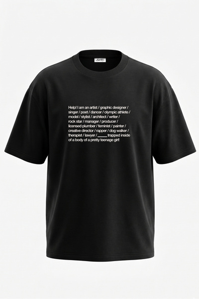 Anetos Tricou oversize negru din bumbac cu imprimeu pe spate Trapped Identiti...