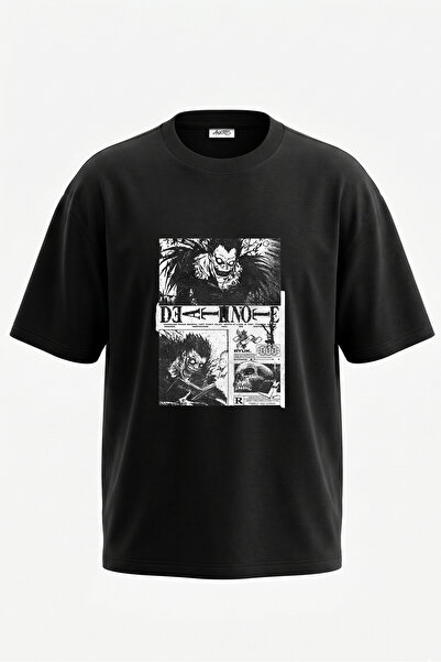 Anetos Ryuk Death Note dizajn, pamučna crna oversize majica sa zadnjim printom