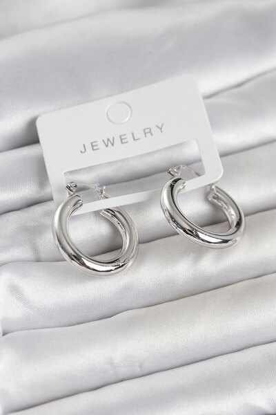 OGHAMAY Silver Color Brass Hoop 25 mm Women's Earrings