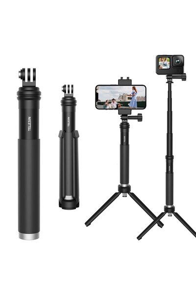TELESIN 0.9m Extendable Aluminum Alloy Selfie Stick with Tripod and Phone Cli...