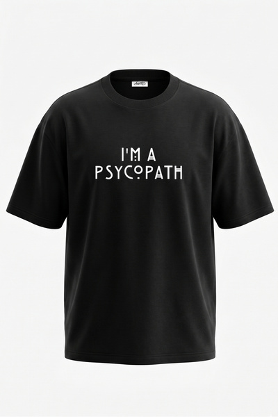 Anetos Tricou oversize negru din bumbac cu imprimeu pe spate I M A PSYCOPATH ...