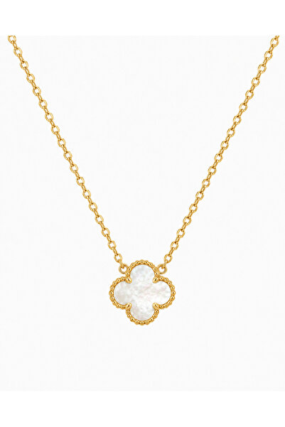 Desing 925 Ayar Gümüş Altın Kaplama Bordo Taşlı Çiçek Model Kolye 3 Gr