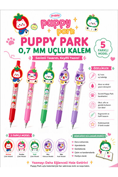 Pembe Pasaj Uçlu Kalem - Puppy Park 0.7 Uçlu Kalem