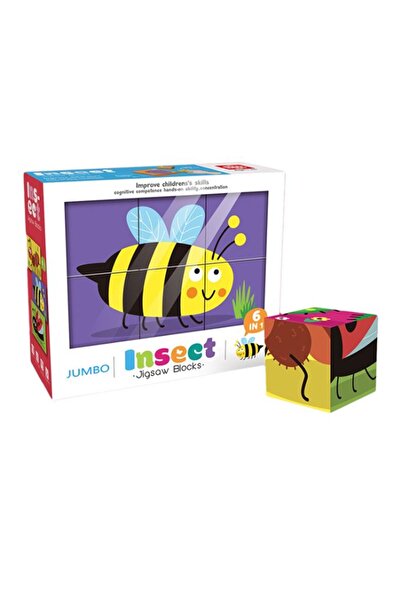 Jumbo Cuburi puzzle cu animale și insecte (6 piese) 21.7 x 18 x 6.6 cm