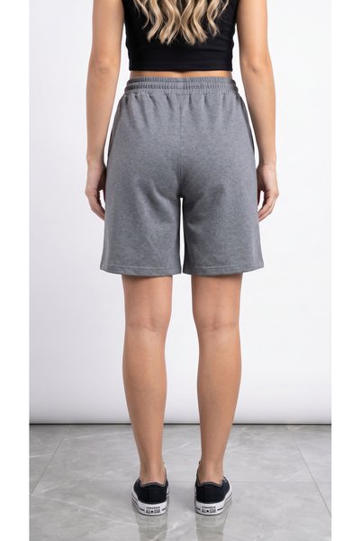 ODİN ATLAS Women's Smoked Color Oversize Comfortable Combed Cotton Shorts with Side Pockets
