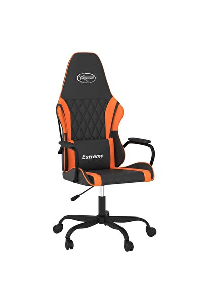 vidaxl Scaun de gaming de masaj, negru și portocaliu, piele ecologică