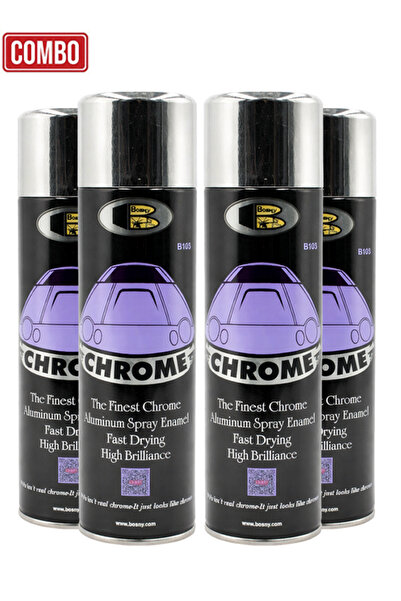 Bosny B103 Combo 4pcs Chrome Spray Paint 225g Fast Dry High Brilliance Alumin...