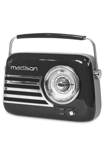 Madison Radio FM portabil vintage cu Bluetooth, AUX și USB - Negru