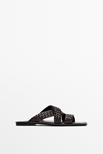 Massimo Dutti Örgü deri sandalet