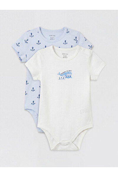 LC Waikiki I Zero Roba Collar Printed Baby Boy Snap Fastener Bodysuit 2-Pack ...