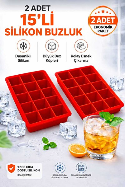 Herza House 2 Adet 15 Bölmeli Silikon Buzluk Buz Kalıbı