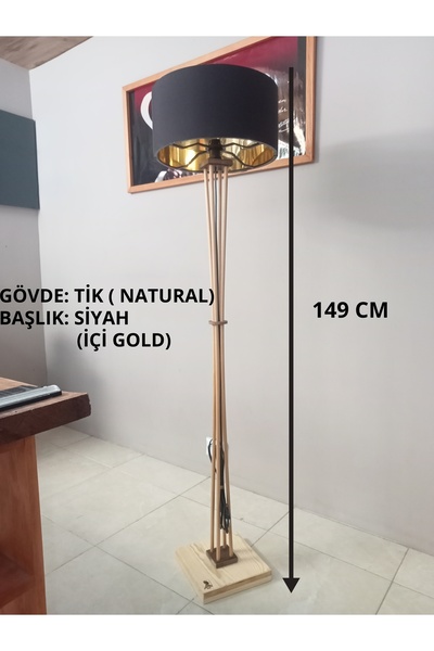 AHŞAP LAMBADER- Köşe Aydınlatma siyah gold
