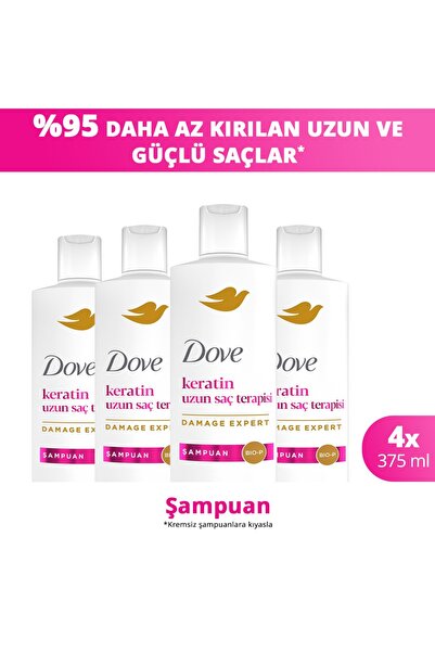 Dove Şampuan Keratin Uzun Saç Terapisi 375 ml x4