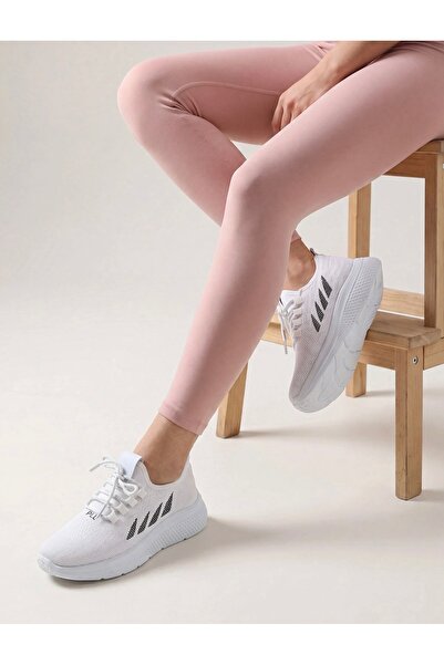 pilla spor White Black Women's Lace-Up Knitwear Sports Shoes Sneaker