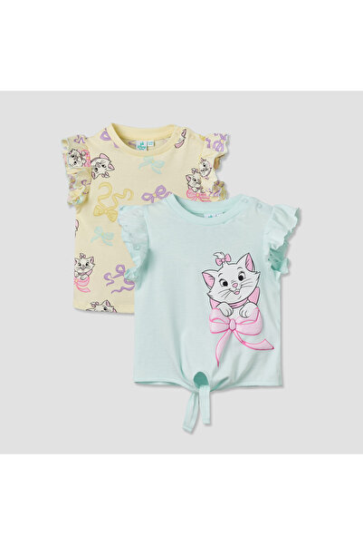 Disney Pack of 2 Round Neck Short Sleeves T-shirt with Marie Print