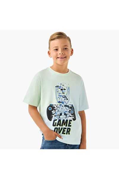 Warner Bros Crew Neck Short Sleeve T-shirt with Bugs Bunny Print