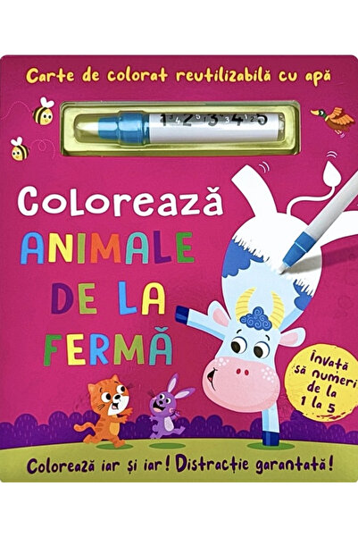 Editura Flamingo GD Carte de colorat cu apă. Reutilizabil: Animale de fermă d...