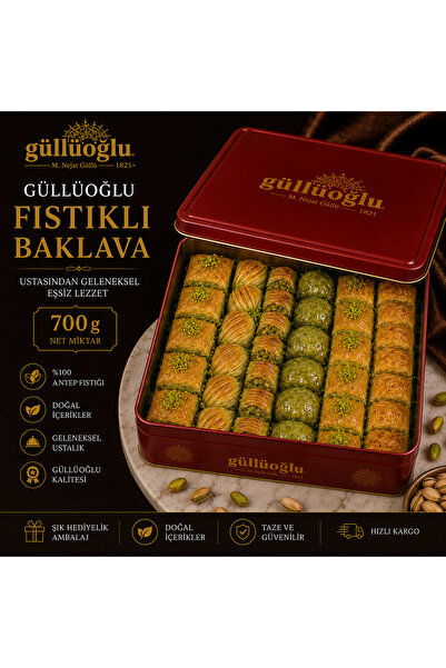 M. Nejat Güllü GÜLLÜOĞLU GÜLLÜOĞLU 700 GR KARIŞIK FISTIKLI BAKLAVA METAL KUTU