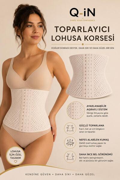 Toparlayıcı Lohusa Korsesi Agraflı Ayarlanabilir Doğum Sonrası Karın Bel ve Sırt Toparlayıcı Nefes Alan Korse