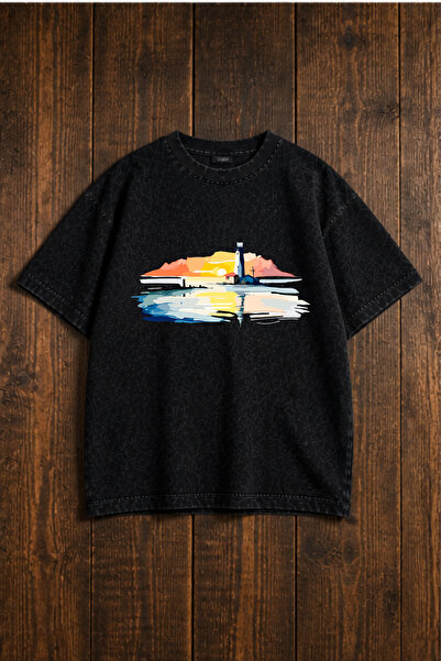 valeriae Πλενόμενο μπλουζάκι Oversize Unisex, Πλυμένο Vintage Street Style, Μ...