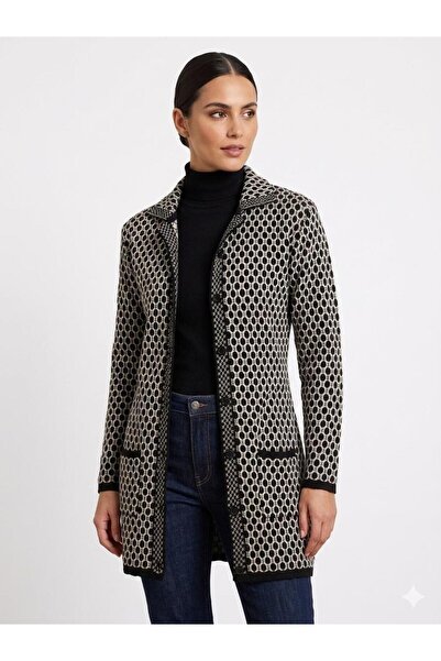 kahve lekesi Women's Classic Mother's Knitwear Cardigan with Pockets, Pattern...