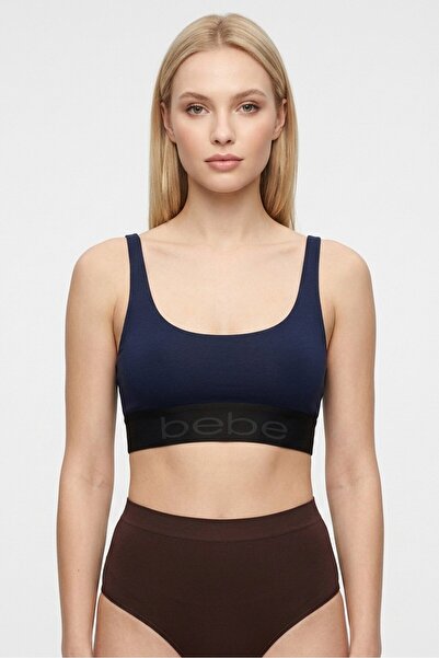 Bebe Women Brand Logo Padded Bralette, Navy Blue