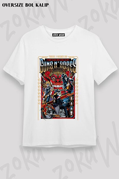 ZOKAWEAR تي شيرت مطبوع للجنسين من نوع Guns N Roses v59