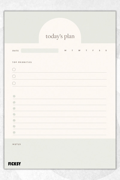Ficksy Daily Planner - A5 Size to Do - 50 Sheets - Daily Planner
