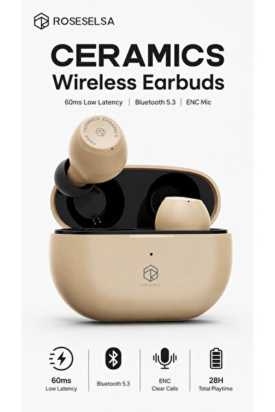 roseselsa CERAMICS Wireless Earbuds, Bluetooth 5.3 TWS Earphones, 60ms Low La...