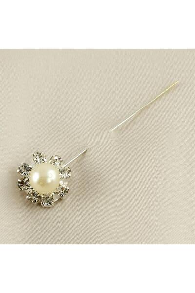 ZERO LAND Svl-Shop Pearl and Stone (114408) Scarf Pin-White