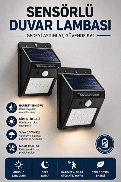 Genel Markalar Solar Sensörlü Duvar Lambası Bahçe Lamba 20 Led Işık MariposaScrt
