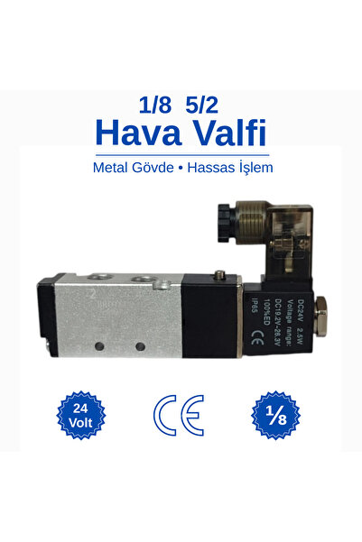 BROTECH 1/8 - 5/2 Hava Valfi | 24 Volt | Selenoid Valf | Pnömatik Valf