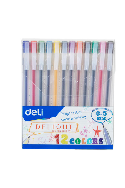 Deli Set pixuri cu gel 0.5mm, 12 culori