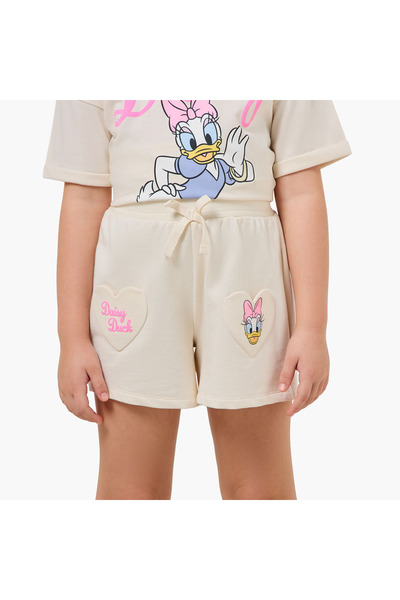 Disney Elasticated Waist Shorts with Daisy Duck Print