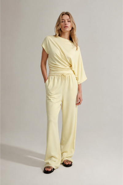 Patreon Set de trening elegant cu mâneci liliac, tricou modal și pantaloni
