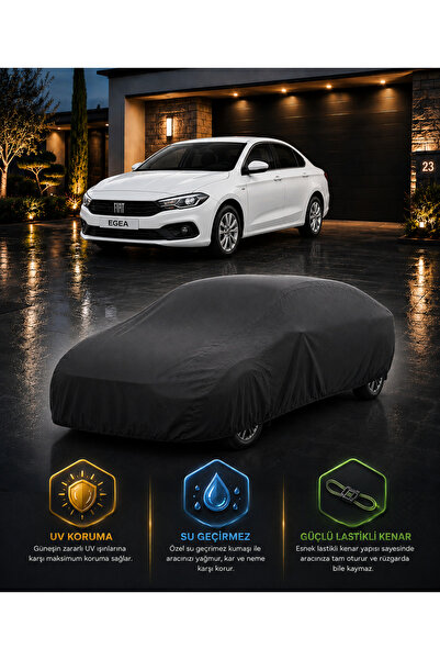 COCEM Fiat Egea Uyumlu UV Korumalı Siyah Araç Örtüsü Su Geçirmez Tam Koruma O...