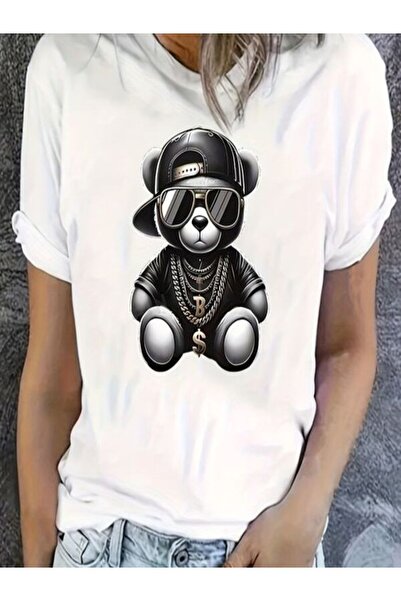COZYWEAR White Oversize Printed Women's T-Shirt