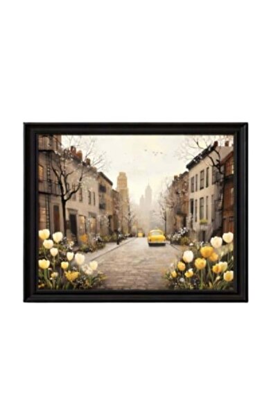 FUHUY Quiet City Street Painting - Luxury Black Frame