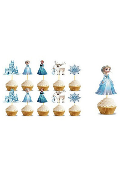 Le Mabelle Blue Snow Princess Themed 10-Piece Toothpick Cake Decoration