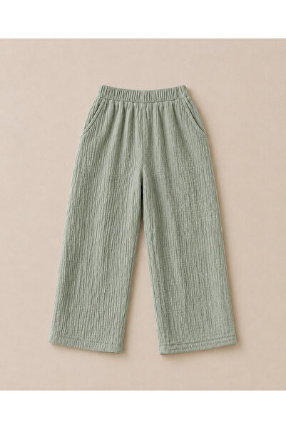 Unisex Çocuk Müslin Pantolon Yeşil