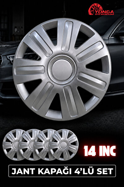 YONGA OTO AKSESUAR RENAULT CLİO 2 14 İnç Kırılmaz Jant Kapağı 4 Adet Gümüş + ...