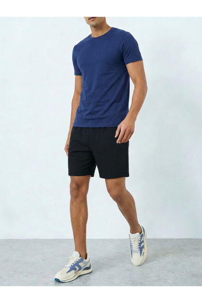 Take Two By Styli Men Navy Blue Solid Round Neck Tank and Shorts Co-Ords