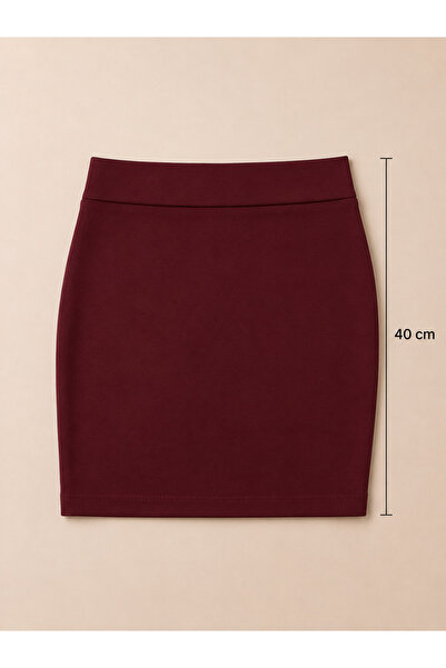 butiksosyete38 Kadın Bordo Mini Kalem Etek