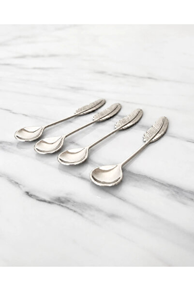 Mary's Concept 4'lü Set Tüy Detaylı Gold & Gümüş Çay Şeker Sunum Kaşığı
