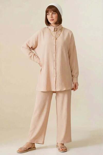 ALFA AKSESUAR 03 Women's Shirt Collar Buttoned Biscuit Hijab Double Set